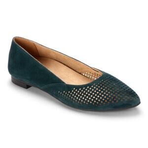 Vionic Gem Posey Suede Flat Teal Perforated Size 8